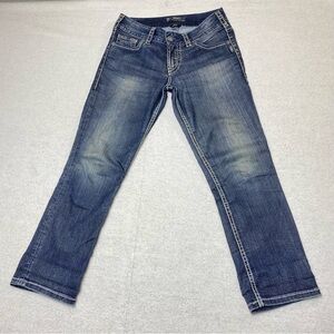 Silver Jeans Suki Capri Women’s W28 Blue Faded Low Rise Stretch Casual Denim